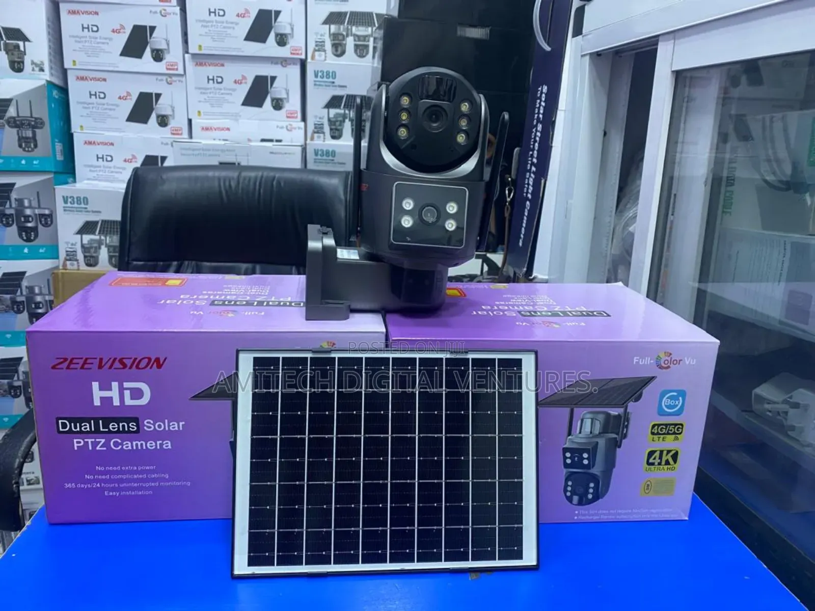 Double Lense PTZ Solar 4g Camera