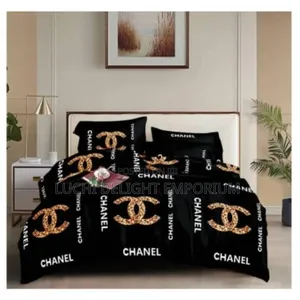 Chanel Inspired Leopard Print Duvet, Bedsheet and Pillowcase Set.