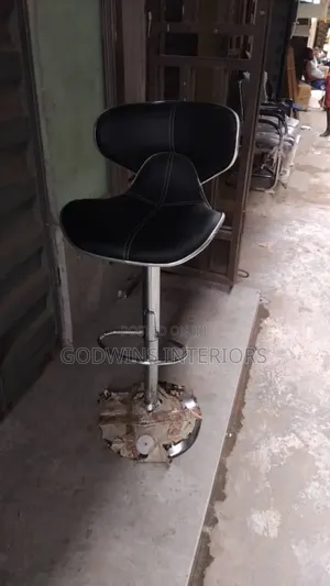 Modern Adjustable Bar Stool – Black Leather Chrome Finish