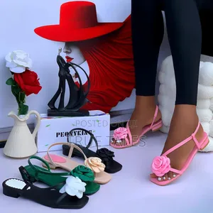 Women's Flat Sandals With Peony Flower On The Top.#Chom. Sizes 37-43