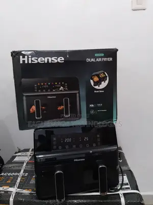 Sleek Black Hisense 8l Dual Air Fryer: Oil-Free Crisps in Minutes