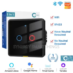 Tuya Wi-Fi C-Smart 2 Gang Smart Switch (Black/White)
