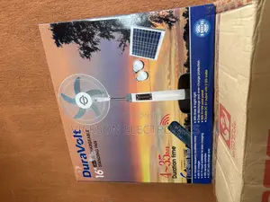 Duravolt 16” 3in1 Rechargeable Fan With Solar Panel and 2bulbs