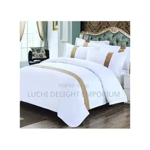 White Golden Duvet Set, Bedsheet + 4pillowcases