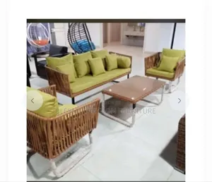 Contemporary Brown 4 Seater Sofa Set With Table