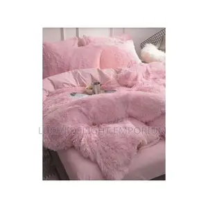 Fur Quality Bedsheet and Duvet With Pillowcases - Pink