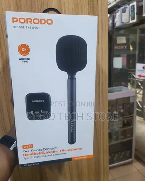 Porodo Two-device Connect Handheld Lavalier Microphone