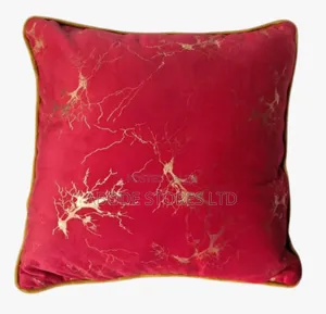 Red Decorative Throw Pillow With Gold Highlights 48x48cm