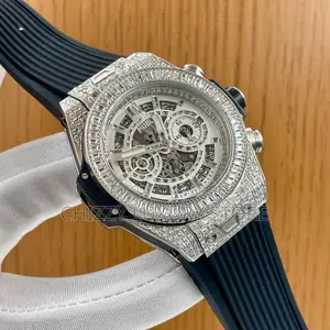 Hublot Quality Luxury Men Automatic Engine Iced Face Wristwatch