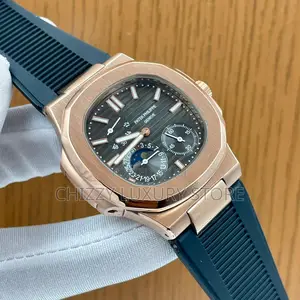 Patek Philippe Quality Luxury Automatic Engine Rubber Strap Wristwatch