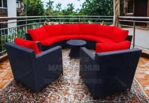 Stylish Round Rattan Lounge 7 Seater Outdoor