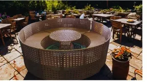 Roundish Rattan Bench Wicker