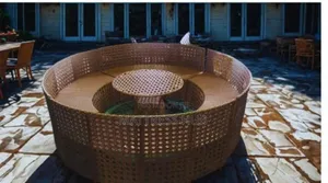 Circular Rattan Lounge Wicker and Round Table