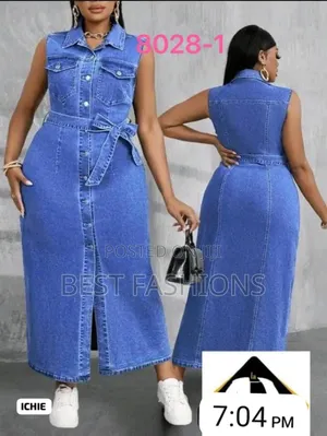 Sleeveless Demin Long Gown