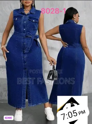 Sleeveless Demin Long Gown