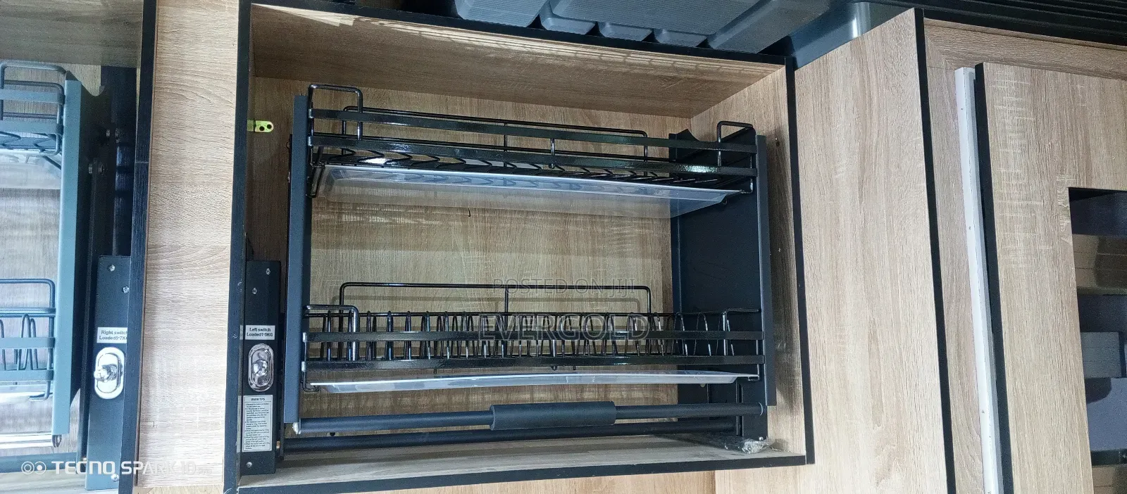 Black 80cm Pull Down Plate Rack Available