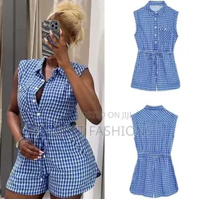 Blue Checkers Playsuit