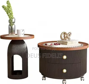 Round Coffee Table With Wheels.Set of 1 Side Table