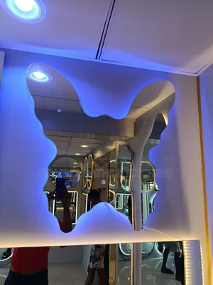 Butterfly Shaped Led Mirror With 3 Coloured Light.