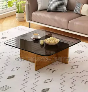 Triangle Wall Nult Glass Coffee Table Rustic Brown Solid Wood Cente