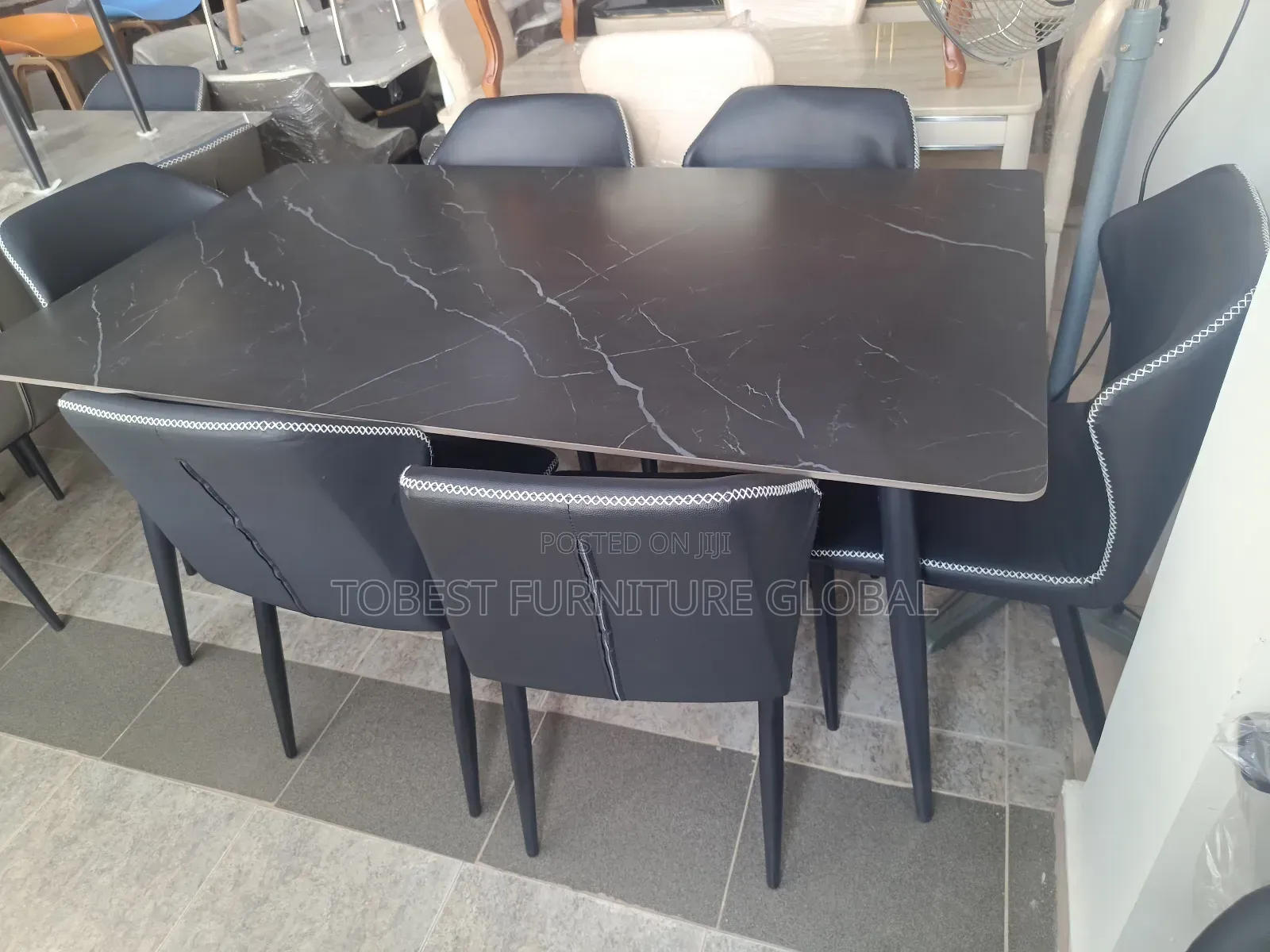 New Solid Marble 6 Sitters Dining Table Chairs
