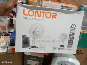 Lontor Rechargeable Table Fan 12" With Solar Panel