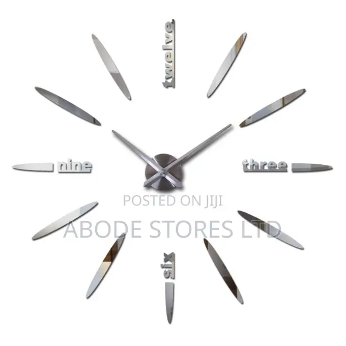 Unique Diy Wall Clock Silver-100cm