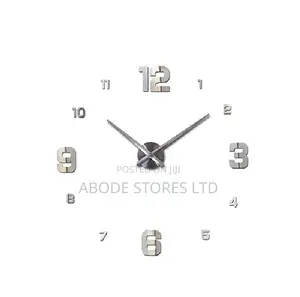 100cm Large Diy 3d Irregular Number Decorative Wall Clock - Silver