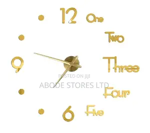 100cm Large Diy 3d Letter/Number Decorative Wall Clock - Gold