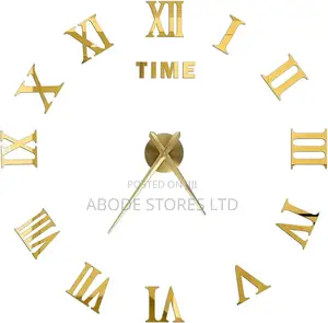 100cm Large Diy 3d Roman Numeral Decorative Wall Clock - Gold