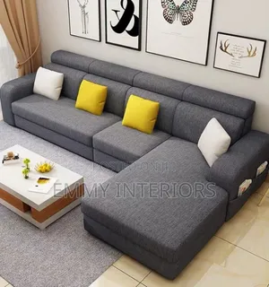 L Shaped Fabric Sofa With Center Table