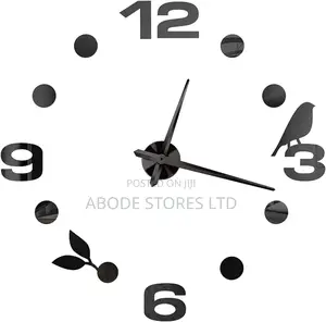 100cm Birds/Flowers Diy Decorative Wall Clock Black