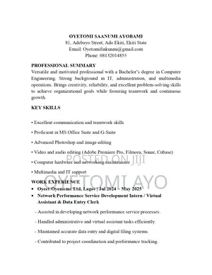 Computing IT CV