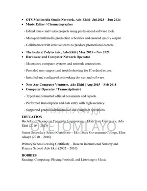 Computing IT CV