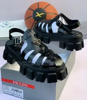 Prada Quality Luxury Men Genuine Leather Sandals