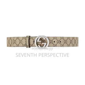 Gucci Gg Interlocking Canvas Belt Silver Buckle