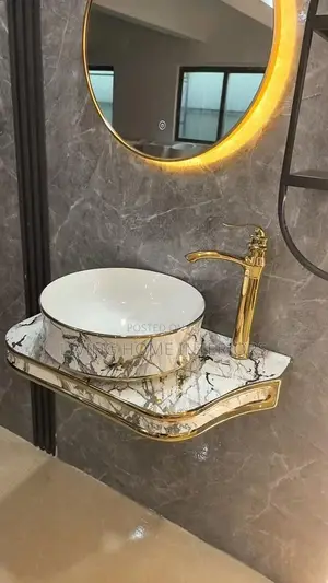 Luxury Gold Hanging Marble Wash Hand Basin