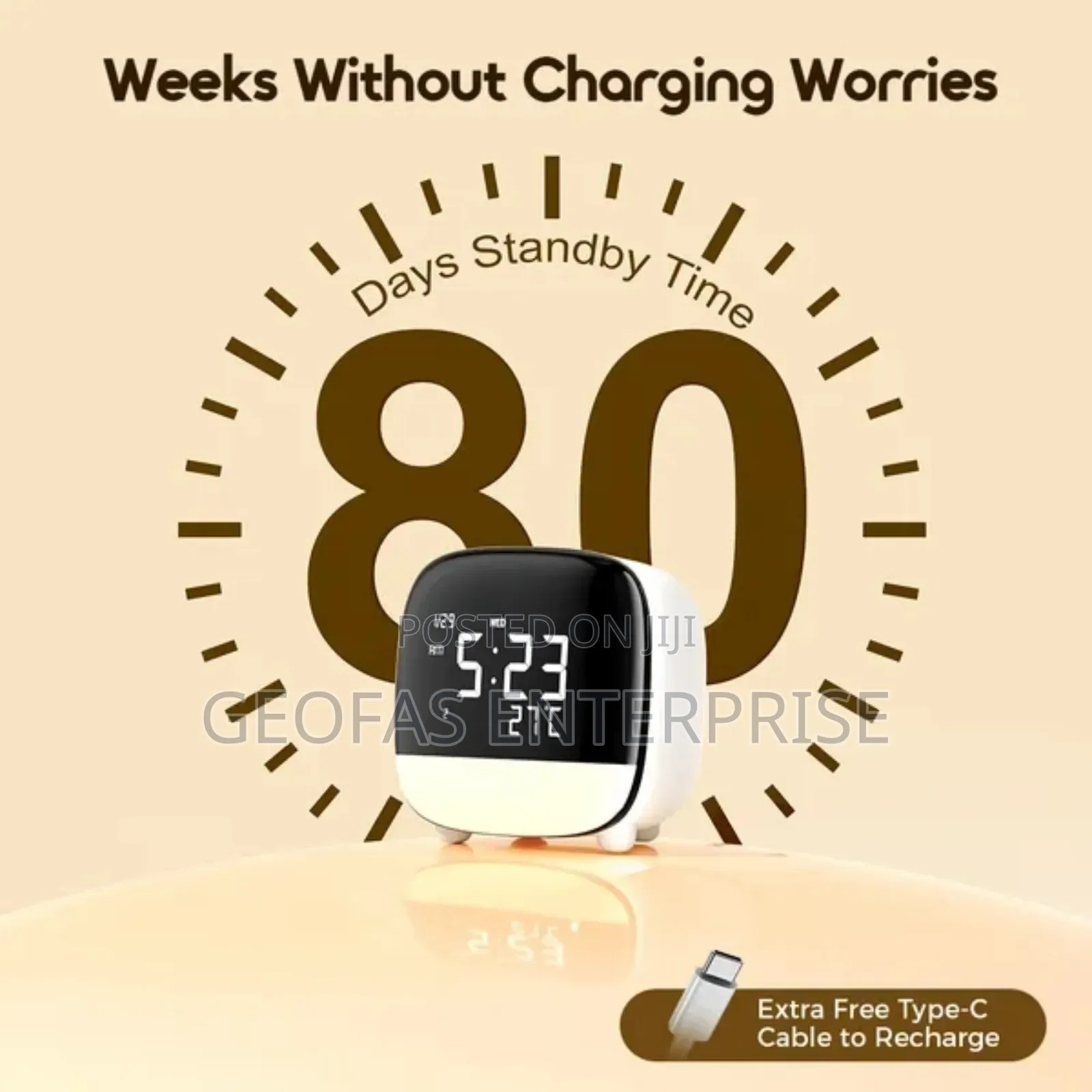 Oraimo Point Plus Multiuse Rechargeable Digital Clock With Touch Light