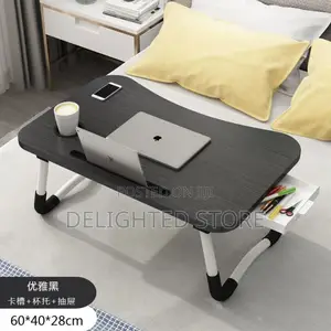 Multipurpose Foldable Laptop Table With Cup Holder and Drawer Storage