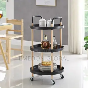 Sofa Side Coffee Table and Serving Trolley- 3 Tier