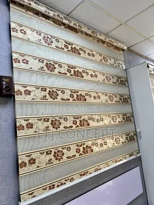 Golden Brown Floral Design for Day and Night Window Blind