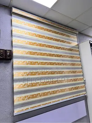 Golden White Floral Design for Day and Night Window Blind