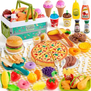 Fake Food Folding Storage Basket Kids Toy Set Ages 3+