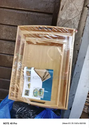 Wooden Styled Serving Trays - 3pcs