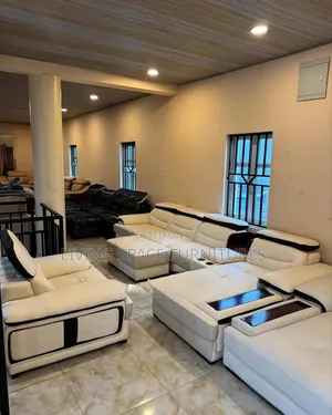 Luxury L Shape Sofa Leather Chairs by 7seaters With Center Table