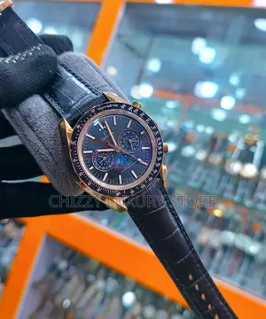Omega Quality Luxury Men Genuine Leather Wristwatch