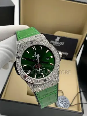 Hublot Quality Luxury Men Genuine Leather Iced Face Wristwatch