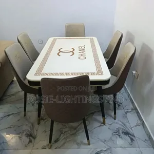 Chanel Top Designed Marble Dinning Table + 6 Chairs