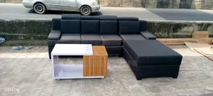 L Shape Patterned Sofa Sets With Center Table For Homes