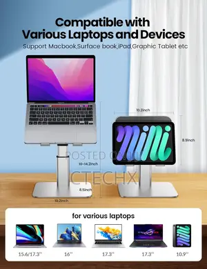 All-in-One Aluminum Laptop Stand Adjustable Height 360° Rotation